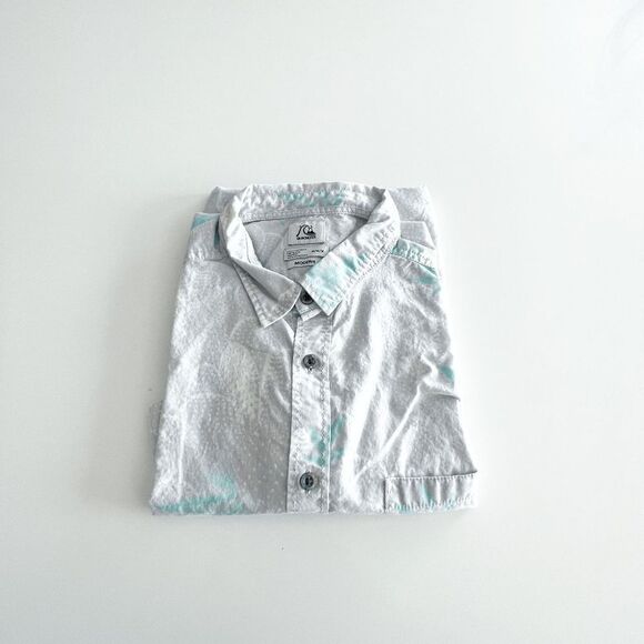 Quiksilver Mens Modern Fit Shirt Button Down Short Sleeve Floral Blue Gray Sz M - Picture 7 of 7